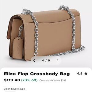 Coach Eliza Flap Crossbody Bag - Silver and Tan